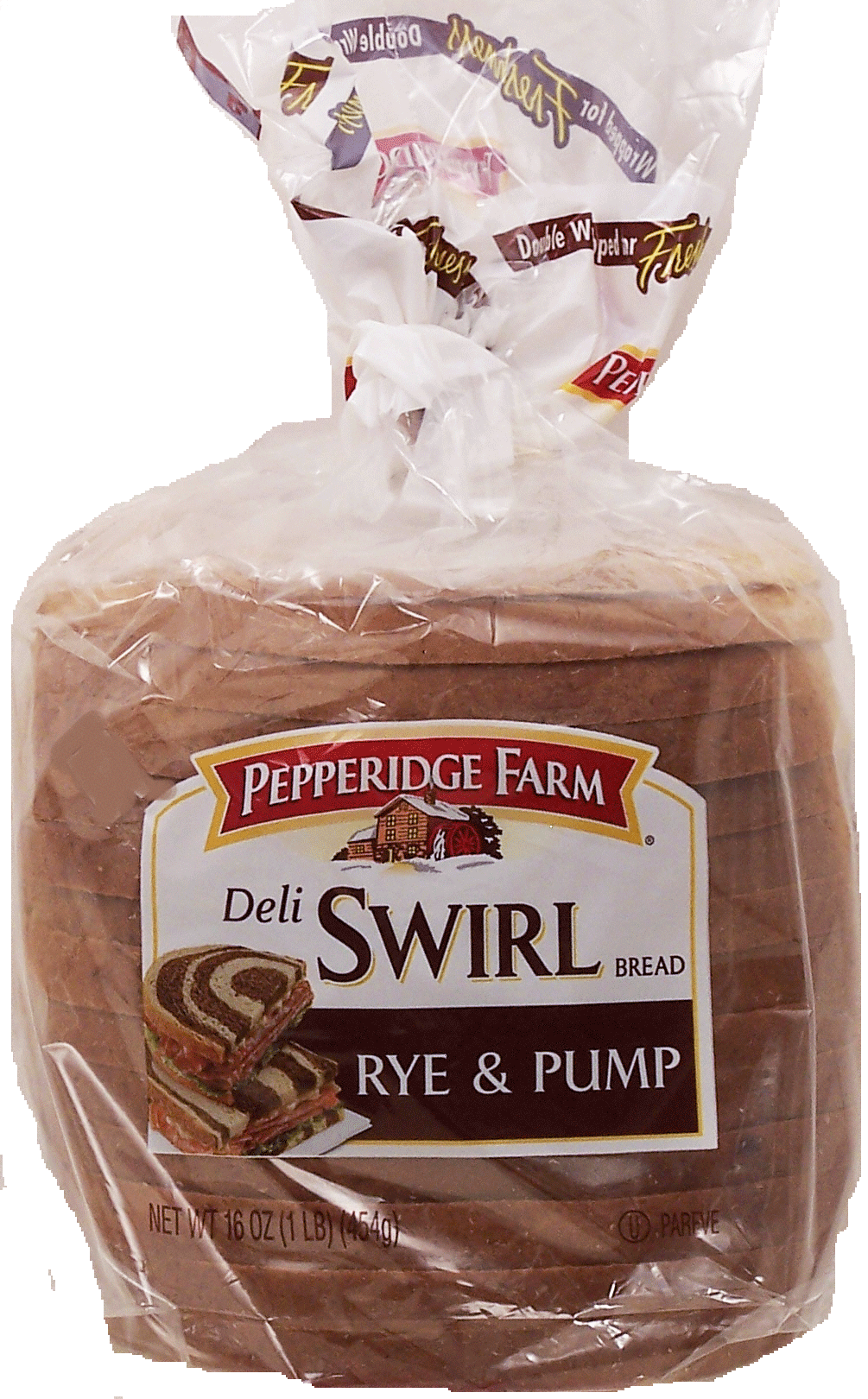 Pepperidge Farm Deli Swirl rye & pump bread swirled in every bite, half loaf, sliced Full-Size Picture